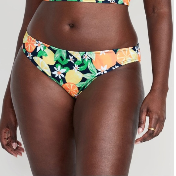 Old Navy Bikini Swim Bottoms Women XXL Blue Yellow Orange Tropical Low Rise XXL - Picture 10 of 11